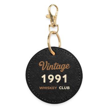 Millésime 1991 – Whiskey Club Rétro Année de naissance - Porte-clés rond - noir - Devant