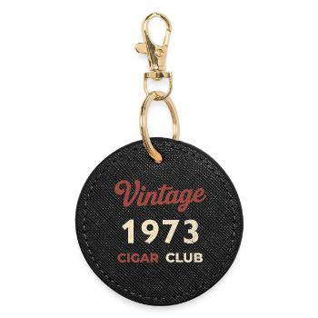 Vintage 1973 Cigar Club Rétro Naissance Année Cadeau - Porte-clés rond - noir - Devant