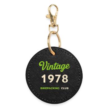 Vintage 1978 – Bikepacking Club Retro Birth Year - Round Keyring - black - Front