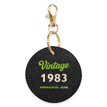 Vintage 1983 – Bikepacking Club Retro Birth Year - Round Keyring - black - Front