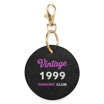 Vintage 1999 – Dancing Club Retro Geburtsjahr - Runder Schlüsselanhänger - Schwarz - Vorne