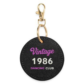Vintage 1986 – Année de naissance du Dancing Club Rétro - Porte-clés rond - noir - Devant