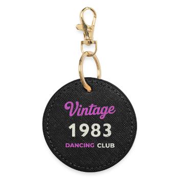 Vintage 1983 – Dancing Club Retro Birth Year - Round Keyring - black - Front