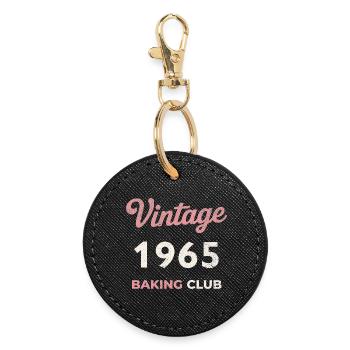 Millésime 1965 – Année de naissance rétro du Baking Club - Porte-clés rond - noir - Devant