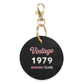 Vintage 1979 – Baking Club Retro Birth Year - Round Keyring - black - Front