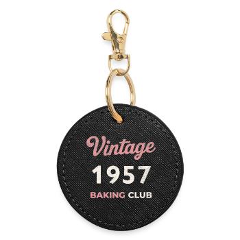 Vintage 1957 – Baking Club Retro Birth Year - Round Keyring - black - Front