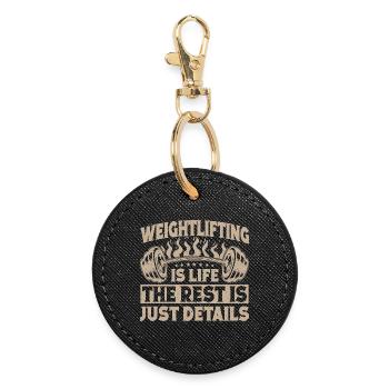 Fitness Motivation Bodybuilder Weightlifting Life - Round Keyring - black - Front