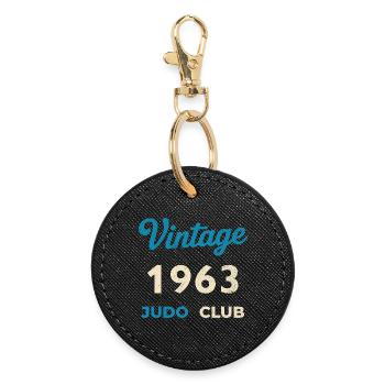 Vintage 1963 Judo Club Retro Birth Year Gift - Round Keyring - black - Front