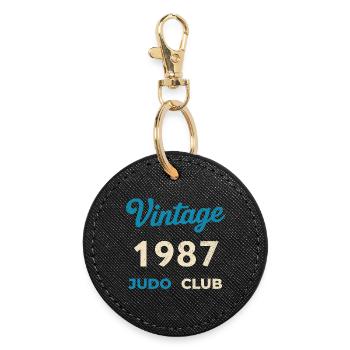 Vintage 1987 Judo Club Retro Birth Year Gift - Round Keyring - black - Front