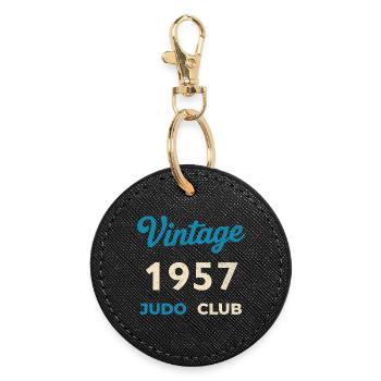 Vintage 1957 Judo Club Retro Birth Year Gift - Round Keyring - black - Front