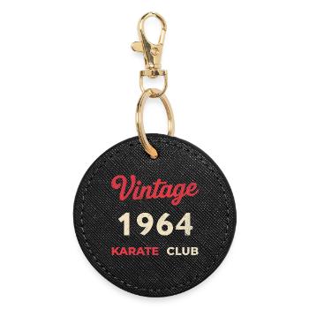 Millésime 1964 – Année de naissance rétro du Karate Club - Porte-clés rond - noir - Devant