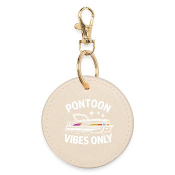  Pontoon Vibes Only Lustige Pontonboot Sprüche Für - Runder Schlüsselanhänger - Auster - Vorne