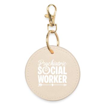 Social Worker Quota Psychiatric Social Work - Round Keyring - oyster - Front