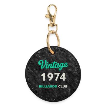 Vintage 1974 – Année de naissance rétro du Billiards Club - Porte-clés rond - noir - Devant