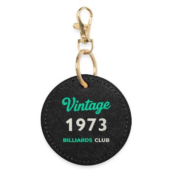 Millésime 1973 – Année de naissance rétro du Billiards Club - Porte-clés rond - noir - Devant