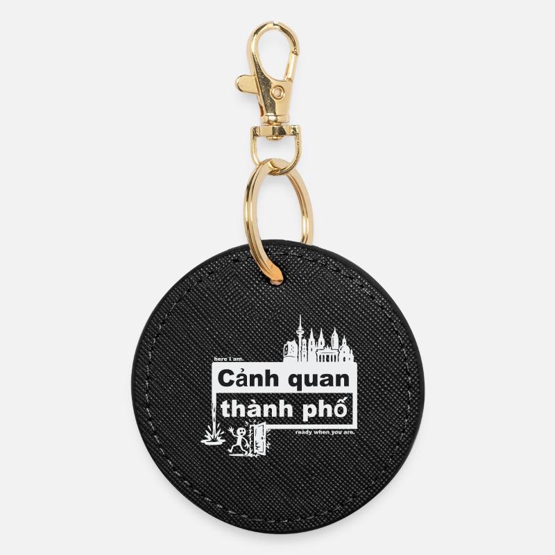 Cityscape - Vietnamese - ready when you are - Round Keyring - black