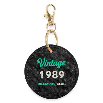 Vintage 1989 – Club de billard rétro Année de naissance - Porte-clés rond - noir - Devant