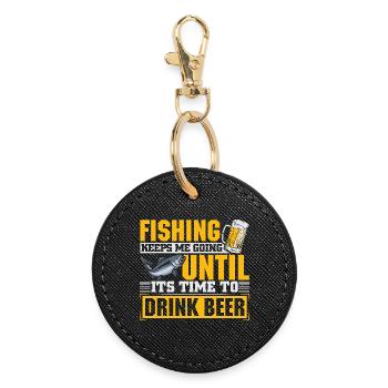 Angler Fischer Angeln Sportfischer Bier - Runder Schlüsselanhänger - Schwarz - Vorne