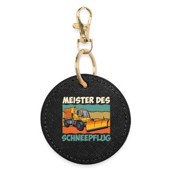 Winterdienst MEISTER DES SCHNEEPFLUG Lustiges - Runder Schlüsselanhänger - Schwarz - Vorne