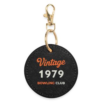 Vintage 1979 – Bowling Club Retro Geburtsjahr - Runder Schlüsselanhänger - Schwarz - Vorne