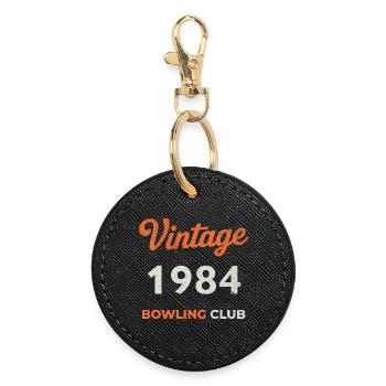 Vintage 1984 – Bowling Club Retro Birth Year - Round Keyring - black - Front
