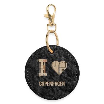 I Love Copenhagen – Modern Nordic Design - Runder Schlüsselanhänger - Schwarz - Vorne