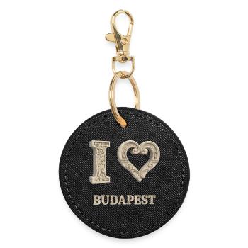 I Love Budapest – Architectural City Design - Runder Schlüsselanhänger - Schwarz - Vorne