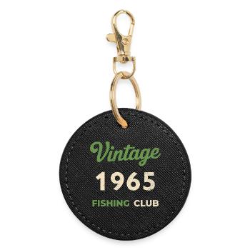 Millésime 1965 – Année de naissance rétro du club de pêche - Porte-clés rond - noir - Devant