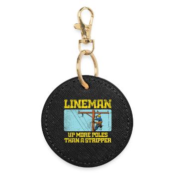 Lineman monte plus de perches qu’un design de strip-teaseur - Porte-clés rond - noir - Devant