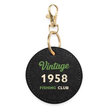 Millésime 1958 – Année de naissance rétro du club de pêche - Porte-clés rond - noir - Devant