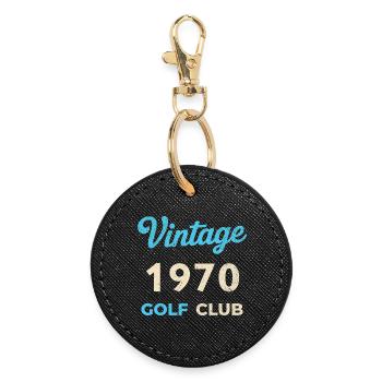 Cadeau rétro vintage de l’année de naissance rétro du club de golf des années 1970 - Porte-clés rond - noir - Devant