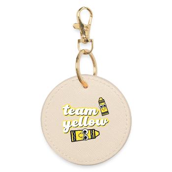 Team Yellow Crayons with Face - Round Keyring - oyster - Front