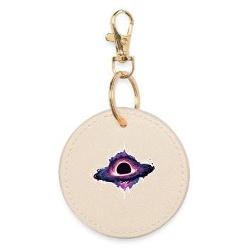 Astronomy Space Black Hole Event Horizon - Round Keyring - oyster - Front