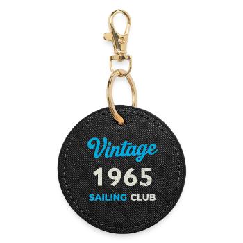 Millésime 1965 – Année de naissance rétro du Yachting Club - Porte-clés rond - noir - Devant