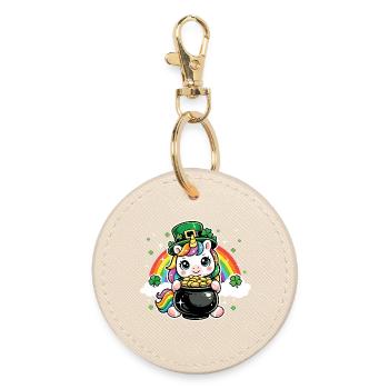 Shamrock Unicorn St Patrick’s Irish - Round Keyring - oyster - Front