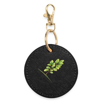 Leaf Branch Oak - Aquarelle - Porte-clés rond - noir - Devant