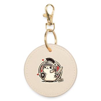 Gladiator Krieger Hamster mit Schild und Schwert - Runder Schlüsselanhänger - Auster - Vorne