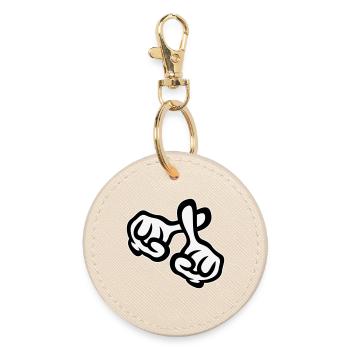 Fingerkreuz (Hände / Kreuz / Religion / NEG 1C) - Runder Schlüsselanhänger - Auster - Vorne