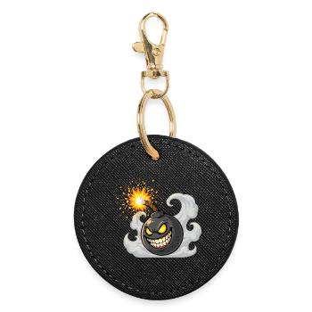 Bombe de dessin animé en colère - Porte-clés rond - noir - Devant