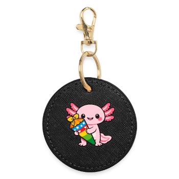 Kawaii Drache mit Feuerwerk axolotl - Runder Schlüsselanhänger - Schwarz - Vorne