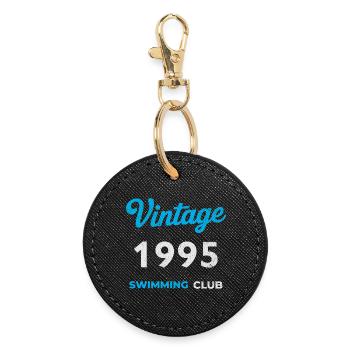 Vintage 1995 – Swimming Club Retro Geburtsjahr - Runder Schlüsselanhänger - Schwarz - Vorne