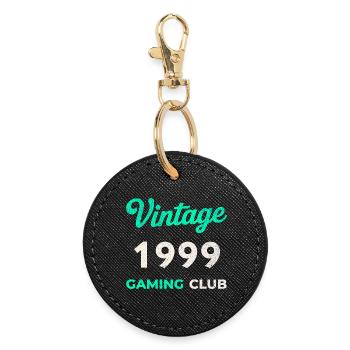 Vintage 1999 – Gaming Club Retro Geburtsjahr - Runder Schlüsselanhänger - Schwarz - Vorne