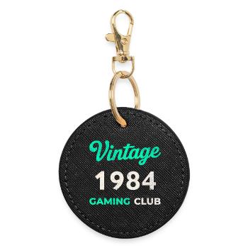 Vintage 1984 – Gaming Club Retro Geburtsjahr - Runder Schlüsselanhänger - Schwarz - Vorne
