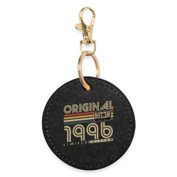 Original 1996 Retro Vintage Geburtstag Geschenk - Runder Schlüsselanhänger - Schwarz - Vorne