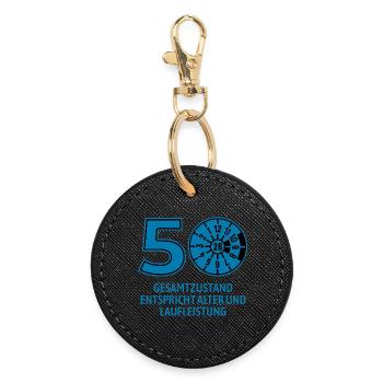 HU March 2026 - 50 Years - Birthday Gift - Round Keyring - black - Front