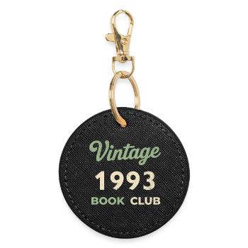 Cadeau rétro de l’année de naissance vintage du club de lecture 1993 - Porte-clés rond - noir - Devant
