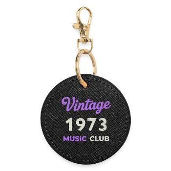 Vintage 1973 Music Club Retro Année de naissance vintage - Porte-clés rond - noir - Devant