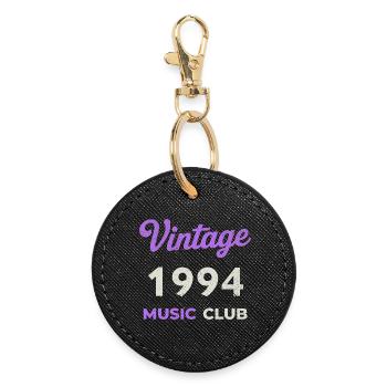 Vintage 1994 Music Club Retro Geburtsjahr Jahrgang - Runder Schlüsselanhänger - Schwarz - Vorne