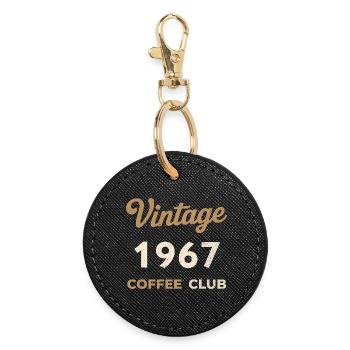Vintage 1967 – Coffee Club Retro Geburtsjahr - Runder Schlüsselanhänger - Schwarz - Vorne