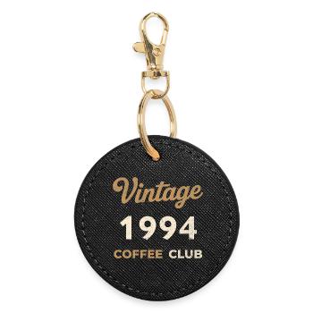 Vintage 1994 – Coffee Club Retro Geburtsjahr - Runder Schlüsselanhänger - Schwarz - Vorne